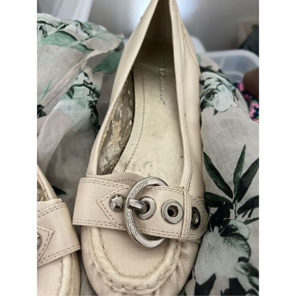 BCBGeneration Flats DINIA Leather Loafer Moccasin Cream Buckle - Picture 4 of 9